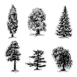 Different Kinds of Trees Clear Stamps for Card Making Decoration DIY Scrapbooking, Plant Silicone Transparent Seal Stamps for Embossing Album Decor Craft.