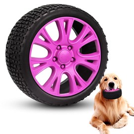 PetBuds Rubber Tyre Dog Chew Toy, Durable Interactive Toy for Medium and Large Dogs (Pink)