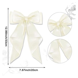 AYNKH 2 Pack Large Bow Hair Clips Long Silky Satin Plain French Hair Barrette Simple Accessories for Women and Girls