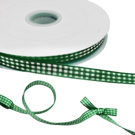 PHITUODA Green Gingham Ribbon, 3/8" x 50 Yards Green and White Checkered Ribbon Buffalo Plaid Ribbon Plaid Wired Ribbon Craft Ribbon for Gift Wrapping Hair Bows DIY Crafts Home Party Decoration
