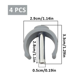 TUKEVA 4 Stück C-förmige Gehhilfen-clips, Teiliges C-förmige Krücken-halterungen, Förmige Klemmschnallen für Gehhilfen, Klemme Ersatzteile Für Mobilitätshilfen Für Seniorenm,Behinderungen (Grau)