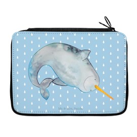 Mr. & Mrs. Panda Pencil Case Narwhal Gift Housewife Holiday Student Sea Animal Printed Pencil Case Students, blue, Hand Drawn