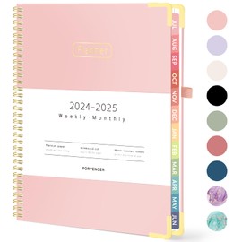Forvencer Academic Planner 2024-2025, Weekly & Monthly Calendar Planner, from July 2024 - June 2025, 8.5" x 11", School Year Daily Planner with Month Tab, Hardcover Agenda Book Planner, Exquisite School College Planner for Student Teacher Office (A4, Pin