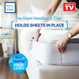 Better Bedder Bed Headband, Fabric Shell of Cotton, Polyester, and Spandex, Bed Making Made Easy, Transforms Any Flat Sheet into A Fitted Sheet, Fits All Mattress Heights- King 76” X 80”