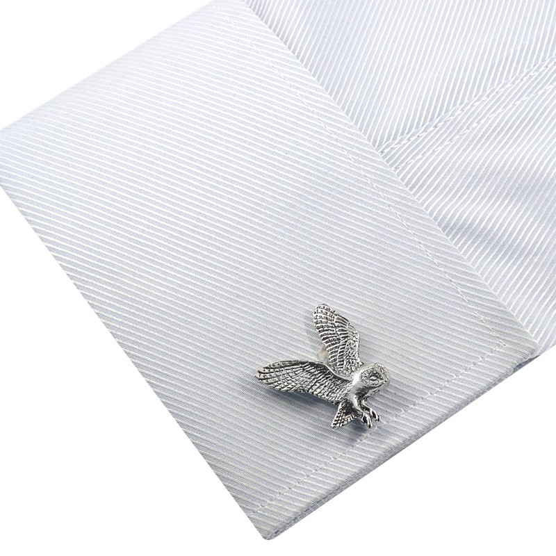 シロメ製 フクロウ カフス カフスボタン カフリンクス n02045