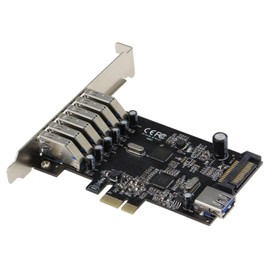 Sedna - PCIE 7 Port USB 3.1 Gen I (5Gbps) Adapter Card (6 External and 1 Internal Ports) with Low Profile Bracket
