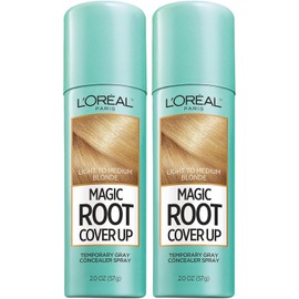 L'Oreal Paris Tinte mágico para el cabello, corrector de color temporal para raíces grises, fórmula ligera, sin amoníaco ni peróxido, rubio claro a medio, 2 unidades