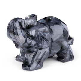 GUJOXILA Labradorite Crystal Elephant Ornament Crystals Gifts for Women Elephant Gifts Elephant Statue Figurine Decoration Polished Cute Luck Small Home Office Desk Decor 1.5"