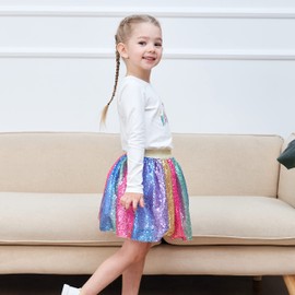 Sunny Fashion Girls Skirt Blue Heart Sequins Sparkling Tutu Dance Size 86-146, multicoloured