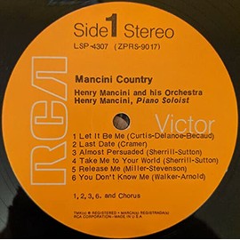 Henry Mancini - Mancini Country - Vintage Vinyl LP LSP-4307, Near-Mint 1970