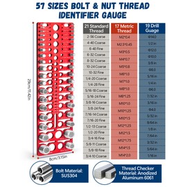 57 Nut and Bolt Thread Checker - Thread Checker Standard and Metric Bolt and Nut Identifier Gauge 21 Standard & 17 Metric & 19 Drill Gauges Thread Gauge Screw Size and Thread Gauge Inch & Metric