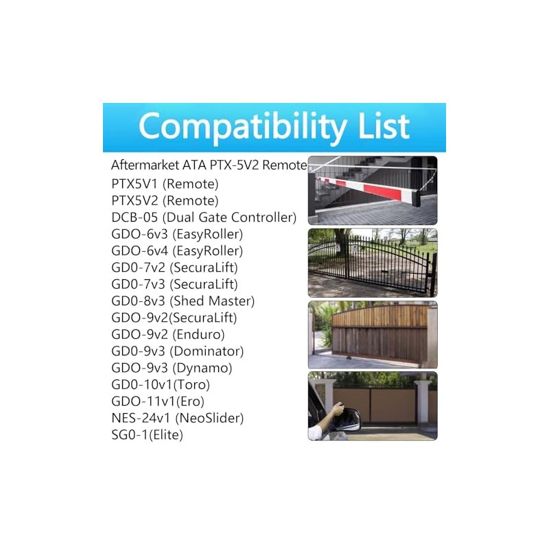 Garage Door Remote Compatible with ATA PTX 5V2 Garage Remote