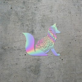 Decal Stickers of Fox Mandalas Flowers (Hologram) (Set of 2) Premium Waterproof Vinyl Decal Stickers for Laptop Phone Accessory Helmet Car Window Mug Tuber Cup Door Wall - BICVER1f40542HOW19Y24