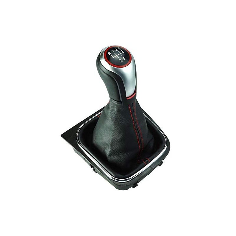 Do!LED Gear Knob Gear Stick Boot 5 Gears Silver Red