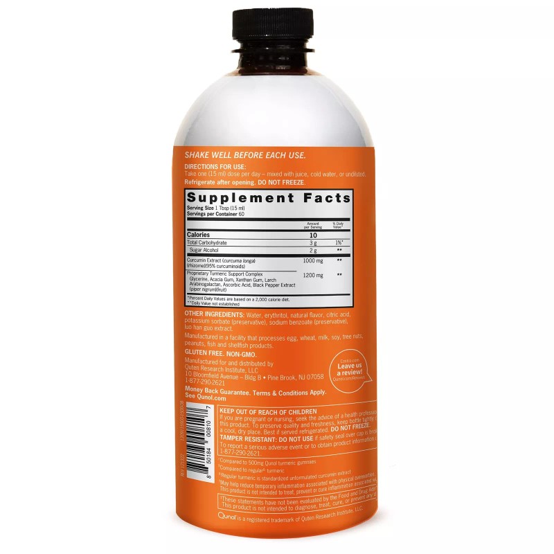 Qunol Liquid Turmeric Curcumin with Black Pepper, Turmeric Supplement 1000mg,