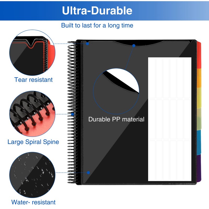 12 Pocket Project Organizer, Forvencer 1/6-cut Tab Binder Organizer with