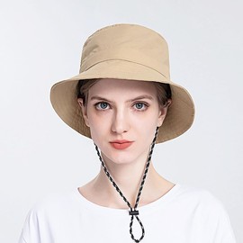 MESU Sun Hats for Women Men Wide Brim Fishing Caps Bucket Hat Waterproof UV Resistant Folding Beach Hat Beige