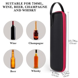 DODAMOUR Wine Bottle Travel Bag, EVA Wine Bottle Carrier, Wine Storage Accessories, Hard Shell Wine Tote Bag for Travel Party Picnic Wedding Birthday (Black)