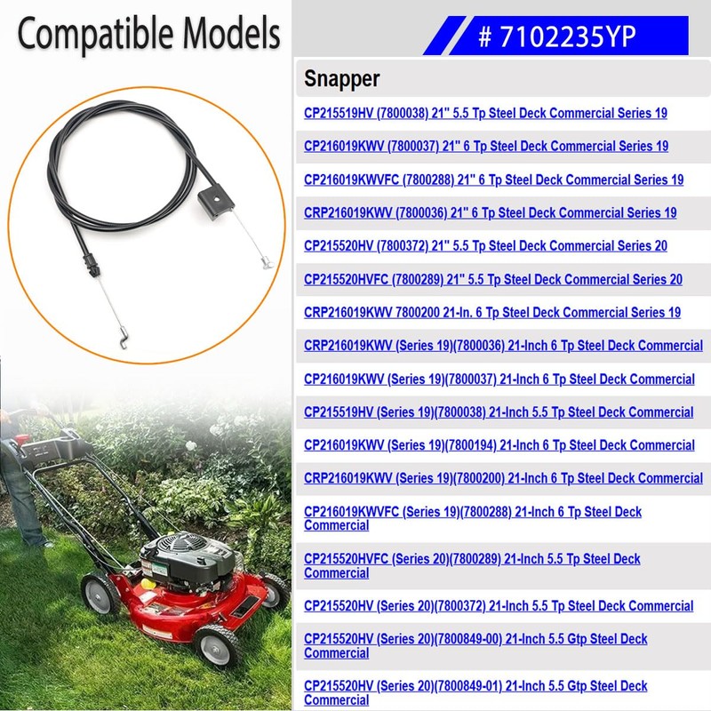 ZanFyxil 7102235YP Bail Cable Replacement for Snapper Walk-Behind Mower |