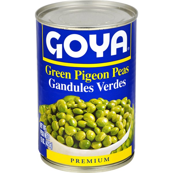 Goya Foods Green Pigeon Peas (Gandules), 15 Ounce (Pack of 24)