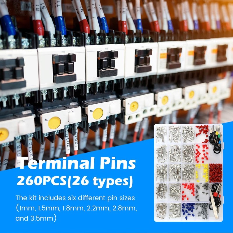 Kakalote 500Pcs Connector Pins Kit,1/1.5/1.8/2.2/2.8/3.5mm mm Pins Connector Kit Car