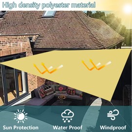 Awning Waterproof Rectangular 2 x 3 m, Sun Protection Patio UV Protection, Weatherproof, No Drilling, 100% Polyester Shade Net with Eyelets and Rope for Pergola, Sand Colour