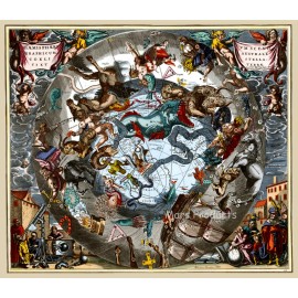 “Celestial Chart of the Zodiac” 1661 Vintage Style Astrology Map Art 16x19