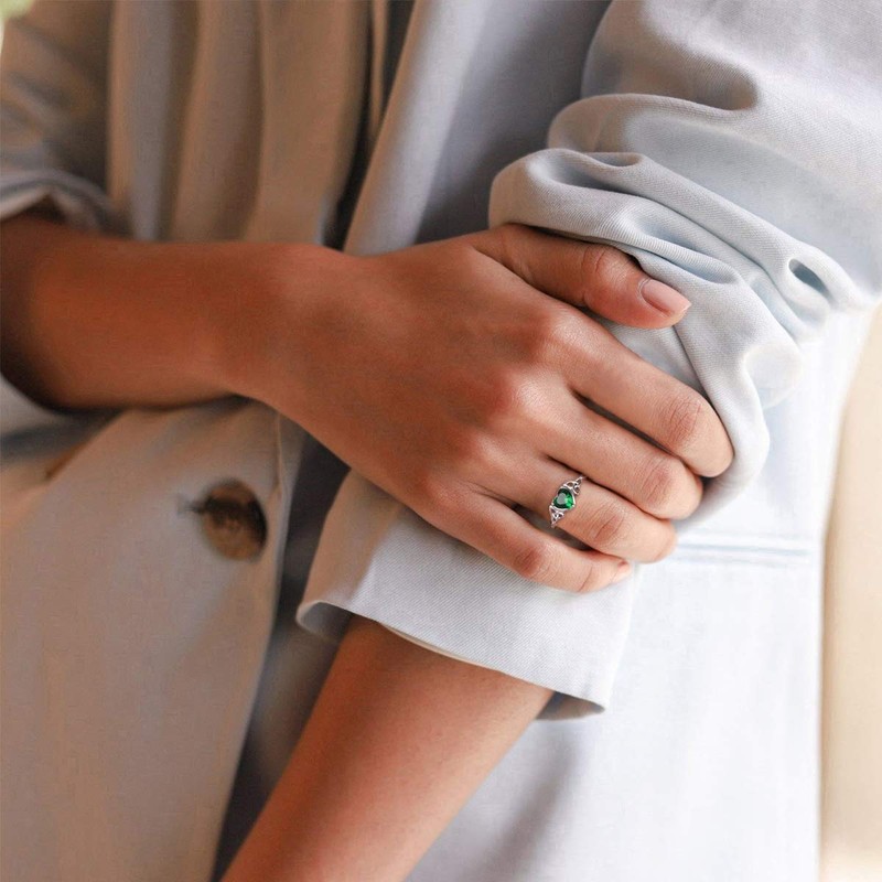 ChicSilver Citrine Ring Yellow Heart Celtic Knot Ring November Birthstone