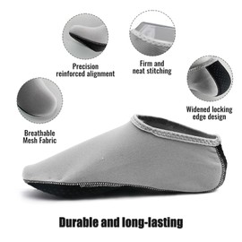 FANWINKJ Water Socks,Yoga Socks, Anti-Slip Breathable and Stylish Water Socks for Beach, Sports, Surf, and Swim, Men and Women,Gray-M