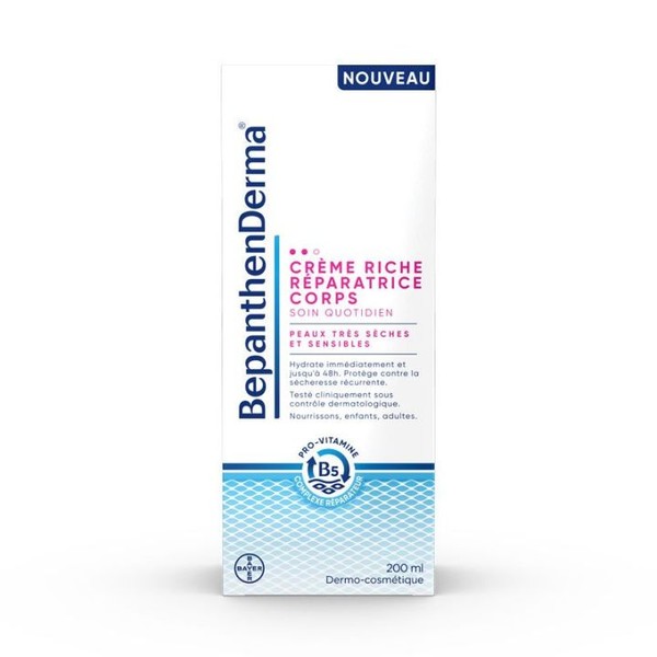 Bayer Santé Familiale BepanthenDerma Crème riche réparatrice corps, 200 ml, ,