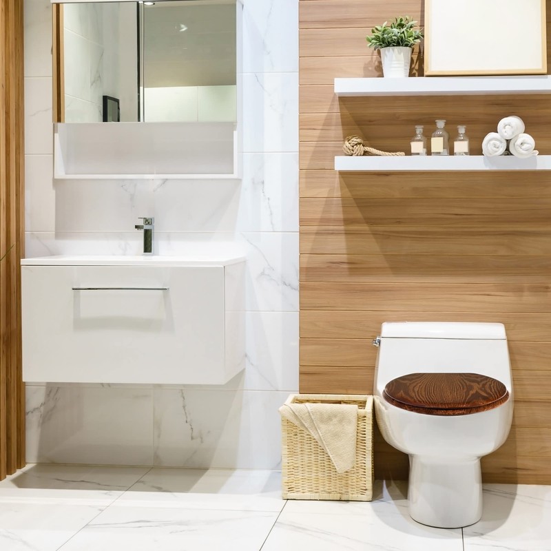Dalton Wooden Elongated Soft Close Toilet Seat, Java Brown, Quick