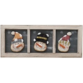 ATT HOME Wood Snowman Wall Decor Hanging Christmas Sign, Rustic Christmas Snowman Decor