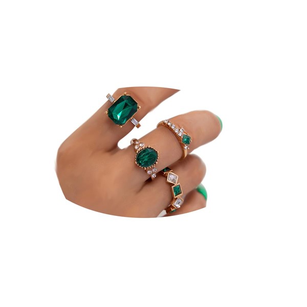 CHAKRA HEALING REIKI CHR 4PCS Crystal Knuckle Rings for Women