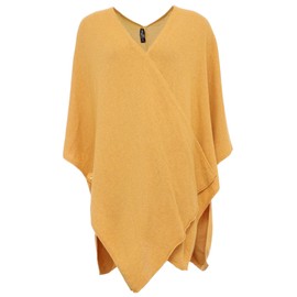 Zwillingsherz Cashmere Dreams Cotton Poncho Cape - High Quality Cape for Women - Poncho Cotton Scarf – XXL Shawl and Tunic - Knitted Shirt – Stole for Summer and Winter - yellow
