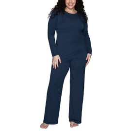 Vanity Fair Women's Beyond Comfort Modal Pajama Set (Short, Long Sleeve-Ghost Navy Heather, XX-Large