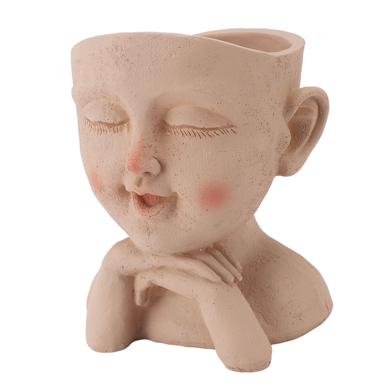 Men Face Flower Pot Hand Painting Resin Men Head Flowerpot