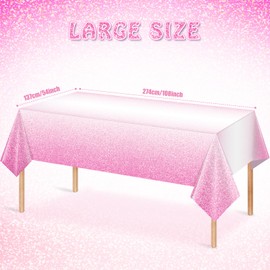 1 Pack Ombre Pink Plastic Tablecloth for Parties, Gradient Pastel Pink Disposable Tablecloths for Rectangle Tables, Light Pink Sprinkle Table Cover for Wedding Birthday Anniversary Party, 54 x 108Inch