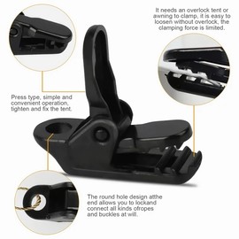 25Pcs Mini Small Camping Tent Tarp Clips,Plastic Crocodile Clip, Windproof Clips Snaps, Tent Awning Clamp for Tarp, Tarp Clips Harks,Black