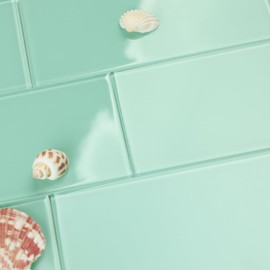 Miscasa 3"x6" Arctic Blue Glossy Peel and Stick Glass Subway Tile, Self-Adhesive Backsplash for Kitchen & Bathroom (40 PCS)