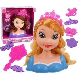 Princess Doll Styling Dressing Head with Hair Accessories Hair Clips & Brush Kids Girls Hairstyling Toy Pretend Play