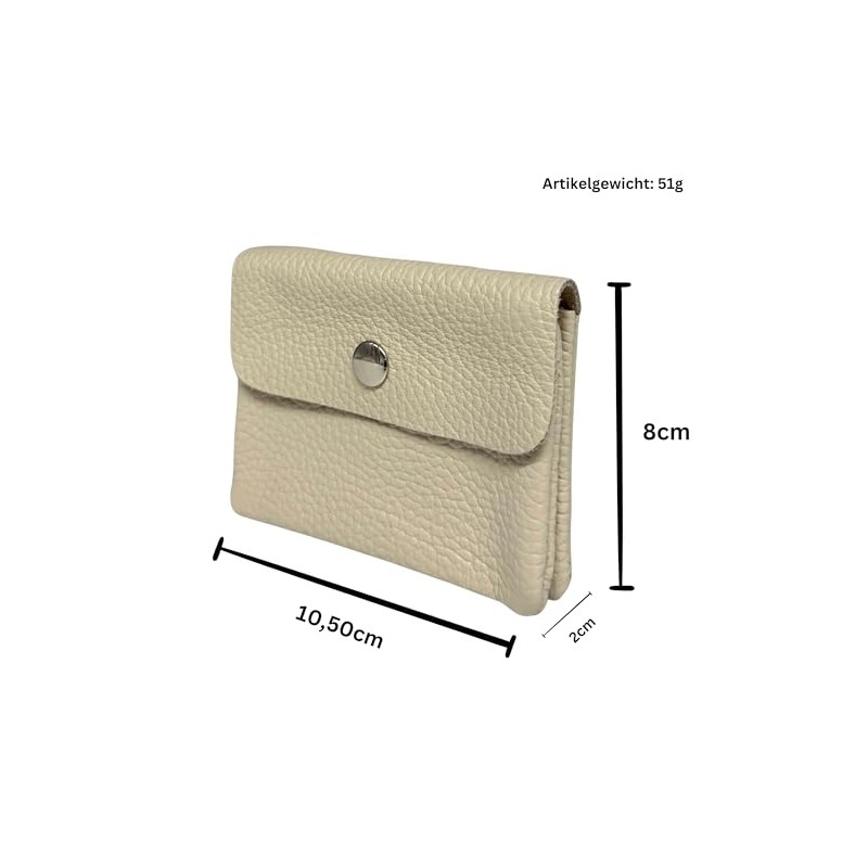 Women's Small Leather Wallet with Coin Compartment and Button Mini