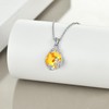 POPLYKE Sterling Silver Amber Filigree Teardrop Pendant Necklace Gemstone Crystal