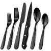 Hammered Silverware Set for 8, Heavy Duty 18/0 Black Flatware