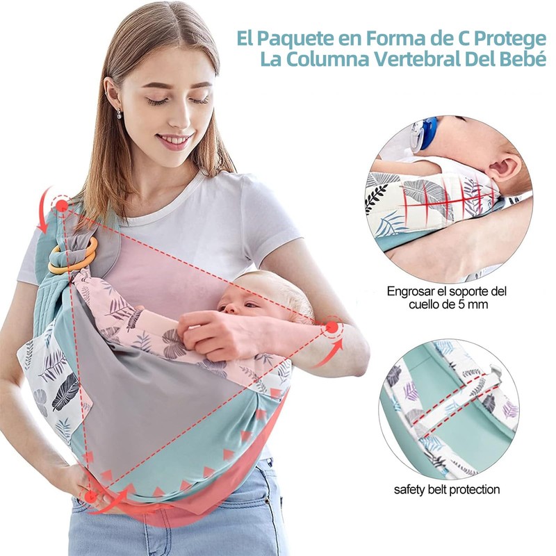 Canguro para Bebe, Rebozo para Cargar Bebe, Porteo Ergonomico para