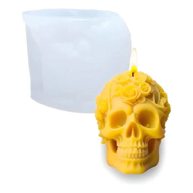 Molde De Silicon Calavera Rosas Velas Dia De Muertos