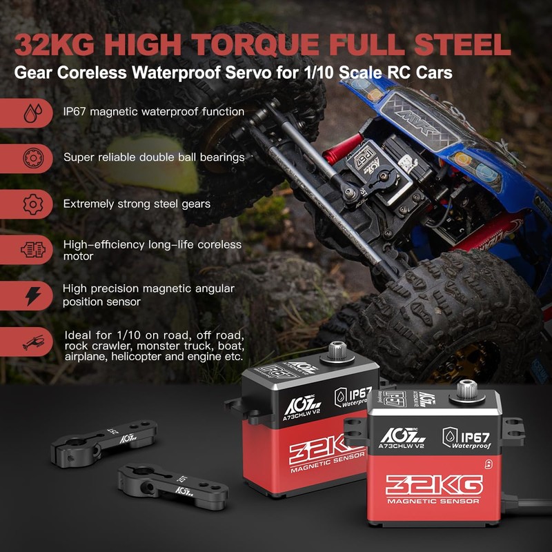 AGFRC 32KG IP67-Waterproof RC-Servo High-Torque - Full Metal Gear Coreless