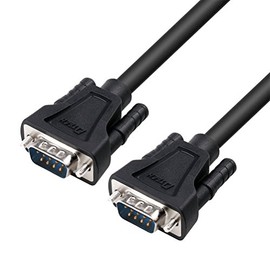 DTECH DB9 RS232 Serial Cable Male to Male Null Modem Cord Full Handshaking 7 Wire Crossover for Data Communication (1.5 Feet, Black)
