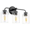 ALAISLYC 3-Light Bathroom Vanity Light Fixtures, 18 Inch Black Vanity