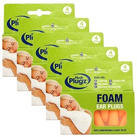 Hush Plugz Orange Foam Earplugs (5 Packs (20 Pairs))