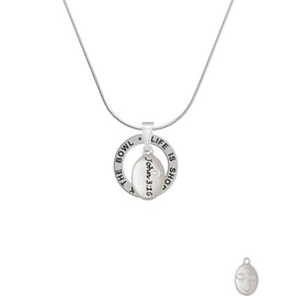 Delight Jewelry Silvertone Bible Verse John 3:16 - Silvertone Life is Short Lick the Bowl Message Ring Necklace, 18"